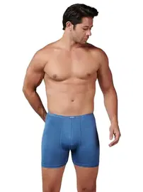 Gümüş İnce Bel Bambu Elastan Erkek Mavi Boxer Gümüş 8007