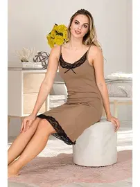 Lady İp Askılı Uçları Dantel Kadın Tunik Gecelik  Lady 5535