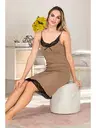 İp Askılı Uçları Dantel Kadın Tunik Gecelik  Lady 5535