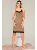 İp Askılı Uçları Dantel Kadın Tunik Gecelik  Lady 5535 Vizon detay görünüm
