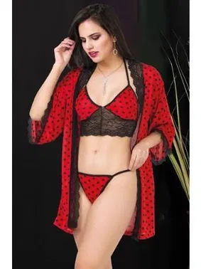 İzabel İpeksi Bralet Tanga Sabahlık Takım İzabel 0904