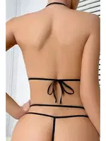 İpli Boyundan Bağlamalı Dantel Fantazi Babydoll MissisX 609 Siyah detay görünüm