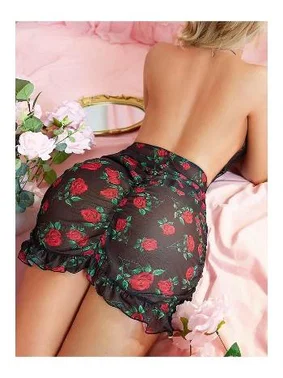 NightLight iyah Gül Desenli Mini Fantezi Gecelik NightLight 3782 - Alternatif Görünüm