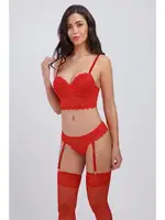  Balenli Desteksiz Jartiyer Sütyen Takım Büşra 111 Kırmızı detay görünüm