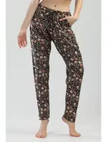 Kadın Pijama Altı Siyah Çiçekli Paisley Desenli Cepli Vienetta K111529 Kahverengi