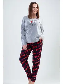 Vienetta Kadın Love Desen Uzun Kollu Pijama Takımı Vienetta K201076