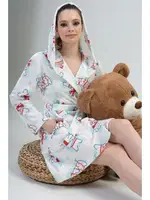 Kuşaklı Cepli Kadın Sabahlık Vienetta K203038 Beyaz