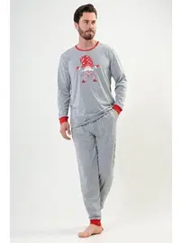 Vienetta Uzun Kollu Yılbaşı Temalı Erkek Pijama Takımı Vienetta 204192 