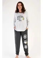 Desenli Kadın Pijama Takımı Vienetta K303282 Beyaz