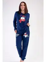 Kadın Lacivert Kış Baskılı Pijama Ev Giyim Takımı Vienetta K303287 Lacivert