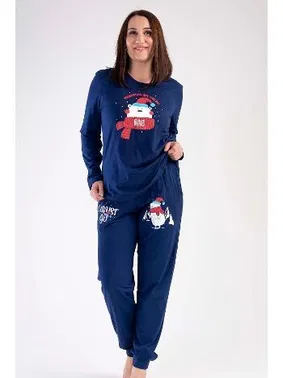 Vienetta Kadın Lacivert Kış Baskılı Pijama Ev Giyim Takımı Vienetta K303287
