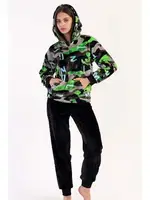 Kapüşonlu Uzun Kollu Kadın Pijama Takımı Vienetta 304078 Çok Renkli detay görünüm