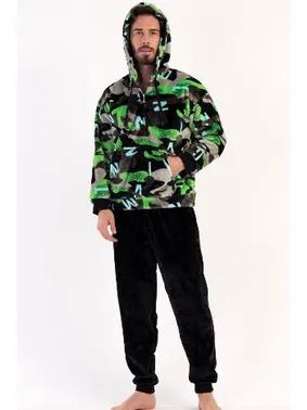 Vienetta Kamuflaj Desenli Kapüşonlu Erkek Pijama Vienetta 304079  - Alternatif Görünüm