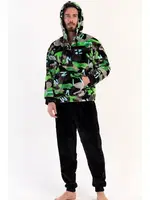 Kamuflaj Desenli Kapüşonlu Erkek Pijama Vienetta 304079  Siyah detay görünüm