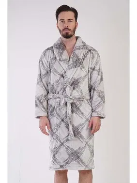 Vienetta Desenli Kuşaklı Cepli Erkek Sabahlık Vienetta 310086 