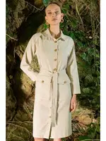 Önden Düğmeli Kemerli Bej Kadın Elbise Vienetta K405093 Bej