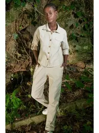 Vienetta Gömlek Yaka Düğmeli Bej Kadın Pijama Takımı Vienetta K405094