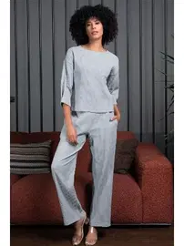 Vienetta Yarım Kol Cepli Bilek Boy Kadın Pijama Takım Vienetta 409247