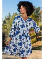 Geniş Kesim Çiçek Desenli Kısa Kadın Elbise Vienetta K410008