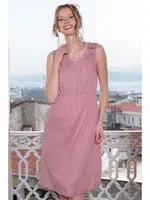 Omuzu Düğmeli Beli Lastikli Kolsuz Kadın Elbise Vienetta K412019 Pembe