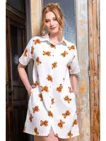 Ayıcık Desenli Önden Düğmeli Tunik Gecelik Vienetta K412024