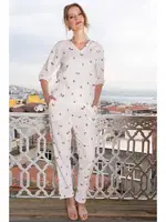 Kelebek Desenli Ekru Kadın Pijama Takımı Vienetta K412028 Ekru