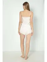 Kadın 2li Saten İp Askılı Pijama Takımı Nathalie S003 Beyaz farklı açı