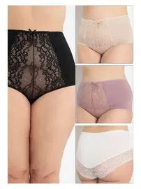 Confeo Kadın Battal Dantelli Bato 4lü Paket Külot Confeo C804-520