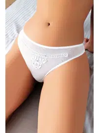 NightLight Kadın Beyaz Nakış Desenli Taşlı Fantezi Külot NightLight 9183