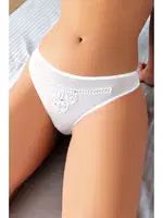 Kadın Beyaz Nakış Desenli Taşlı Fantezi Külot NightLight 9183 Beyaz