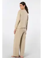 Boru Paçalı Kadın Bisiklet Yaka Eşofman Takımı Türen 3610 Bej farklı açı