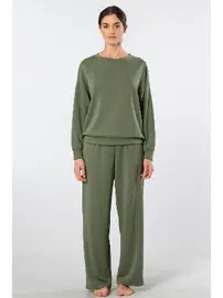 Türen Yeşil Bisiklet Yaka Boru Paçalı Kadın Eşofman Takımı Türen 3610