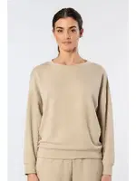 Uzun Kollu Bisiklet Yaka Kadın Sweatshirt Türen 3613 Bej detay görünüm