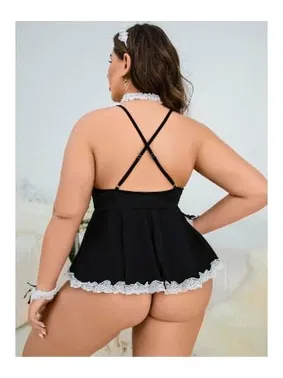 Nathalie Kadın Büyük Beden Fantezi Hizmetçi Gecelik Nathalie BK-1050 - Alternatif Görünüm