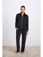 Kadın Fermuarlı Uzun Kollu Kadife Eşofman Takımı Anıl 11548 Siyah
