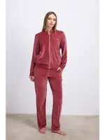 Kadın Kadife Dokulu Fermuarlı Uzun Kollu Sweatshirt ve Pantolon Takım Anıl 11560 Gül Kurusu detay görünüm