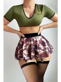 NightLight Kadın Kamuflaj Desenli Fantezi Etekli Kostümü NightLight 3707