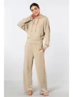 Bej Kapüşonlu Boru Paça Kadın Eşofman Takımı Türen 3608 Bej