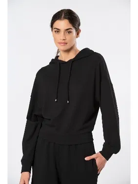 Türen Siyah Kapüşonlu Boru Paça Kadın Eşofman Takımı Türen 3608