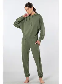 Türen Cepli Kapüşonlu Kadın Jogger Eşofman Takımı Türen 3609