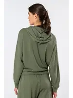 Uzun Kollu Kapüşonlu Sweatshirt Kadın Türen 3612 Yeşil farklı açı