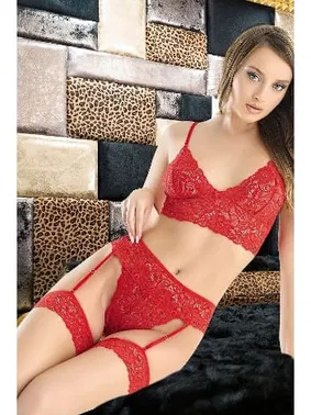 Nathalie Kadın Kırmızı Dantel Detaylı Jartiyerli Takım Nathalie 5004 - Alternatif Görünüm