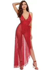 Loomerie Kadın Kırmızı Tül Etekli Sırtı Çapraz Fantezi Gecelik Loomerie535