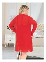 Kadın Kırmızı Sabahlıklı 3lü Tül Takım Gecelik Nathalie B-4005 Kırmızı görsel 4