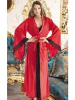 Kadın Kırmızı Saten Sabahlıklı Üçlü İç Çamaşiri Takımı Nathalie S-4047 Siyah farklı açı