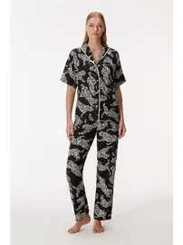 Anıl Kadın Kısa Kol Gömlek ve Pantolon Takım Anıl 11389