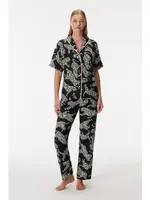 Kadın Kısa Kol Gömlek ve Pantolon Takım Anıl 11389 Siyah görsel 4