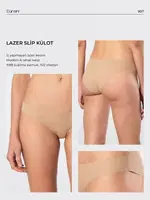 Pamuklu Lazer Kesim Kadın Bikini Külot Türen 907 Vizon görsel 4