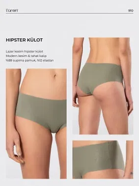 Türen Lazer Kesim Pamuklu Hipster Kadın Külot Türen 910/Yeşil - Alternatif Görünüm