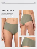 Yüksek Bel Lazer Kesim Pamuklu Kadın Külot Türen 911 Yeşil görsel 4